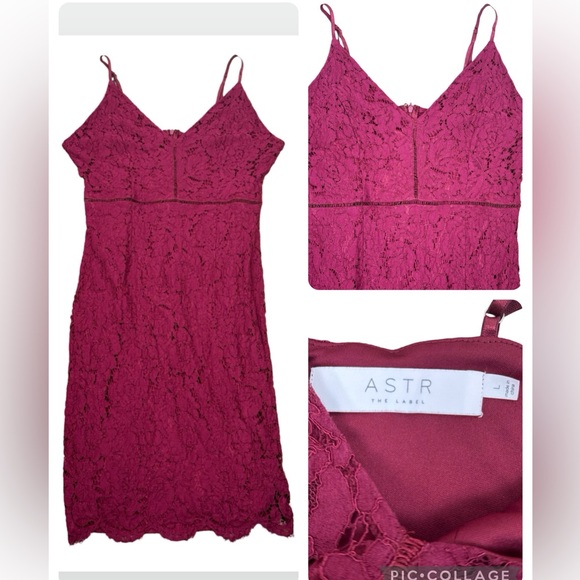 Astr The Label Burgundy Wine Lace Tank Dress Large
